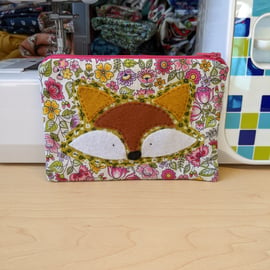 Appliqué Fox Purse - Pink Floral