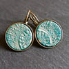 Earrings - Mandala bronze turquoise large