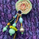 Dangly pin with vintage beads 