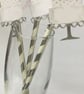 Silver and white Striped Paper Straws with Wedding Cake Tags x 6 - Image 2