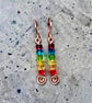 Chakra Spiral Drop Earrings  - Reiki Healing, Spiritual Solid Copper