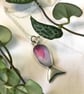 Handcrafted Sterling Silver Seaham Multi Sea Glass Pink Fish Pendant Necklace - Image 2