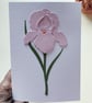 Pink Paper Iris - Flower Shop Moments, Blank Handmade Floral Card 