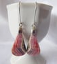 Sterling Silver and Rhodochrosite Waves Earrings