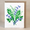 Lily of the Valley & Bluebells - Original Hand Printed LinoCut Card