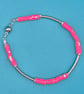 Hot pink thin paper beaded bracelet with magnetic clasp - Image 2