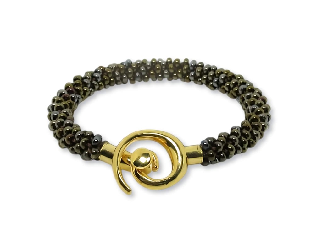 Bronze Brown & Olive Green Kumihimo Seed Beads Fashion Bracelet