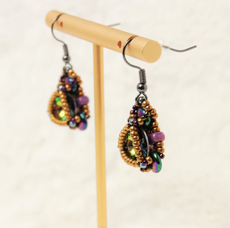 Beaded shop peacock earrings
