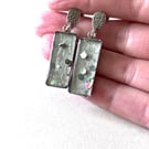 Stainless Steel Rectangle Resin Glitter  Earrings - Hypoallergenic Dangles
