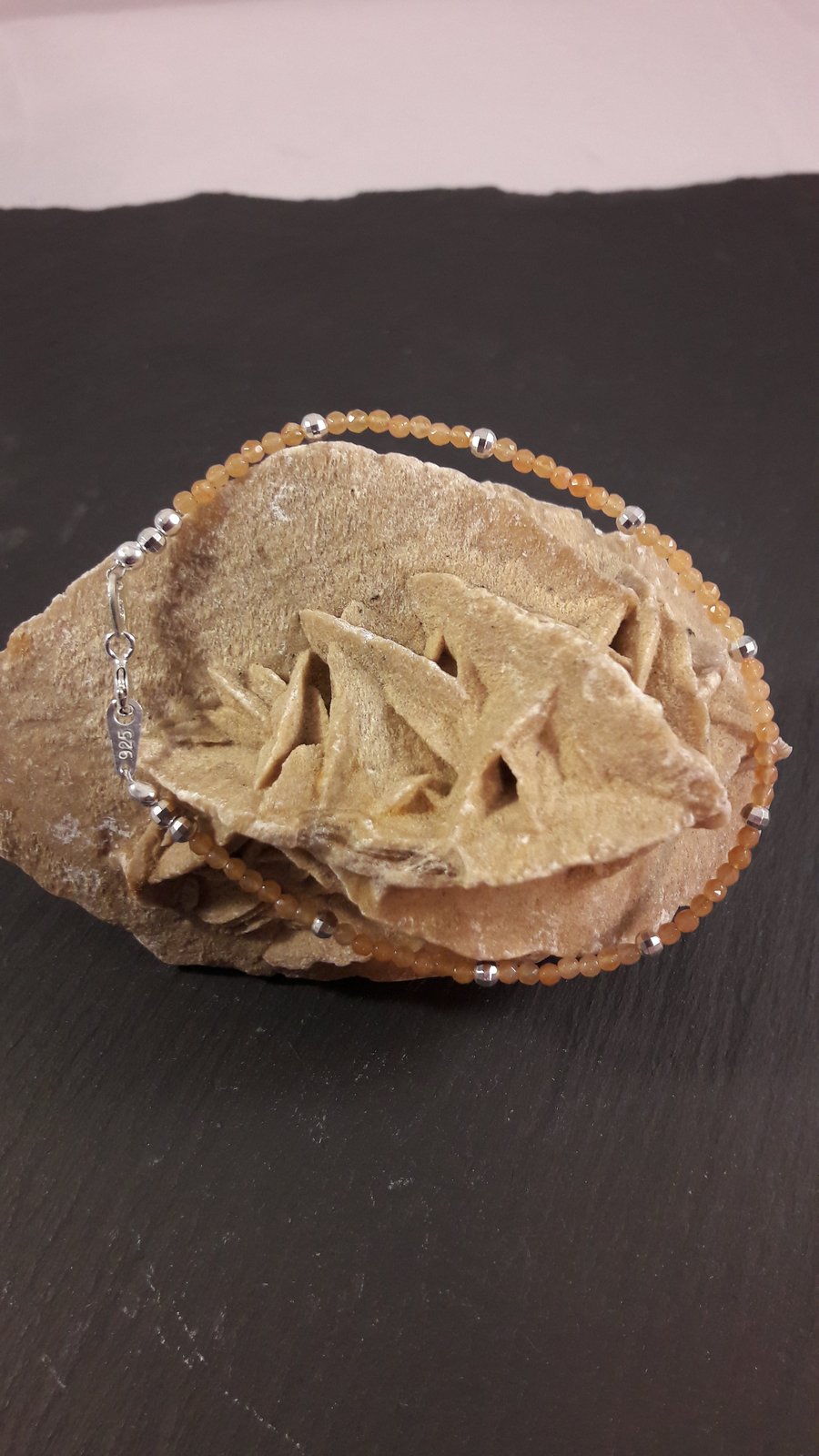 Orange Quartzite and Sterling Silver Bracelet with Your Choice of Charm