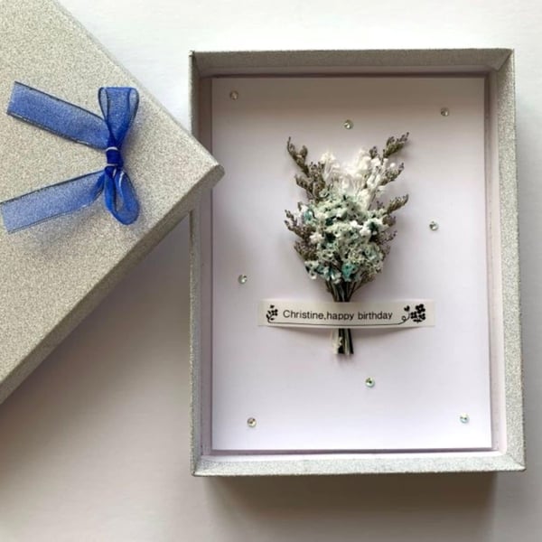 Handmade Personalised Birthday Card, Dried Flower Birthday Card C204