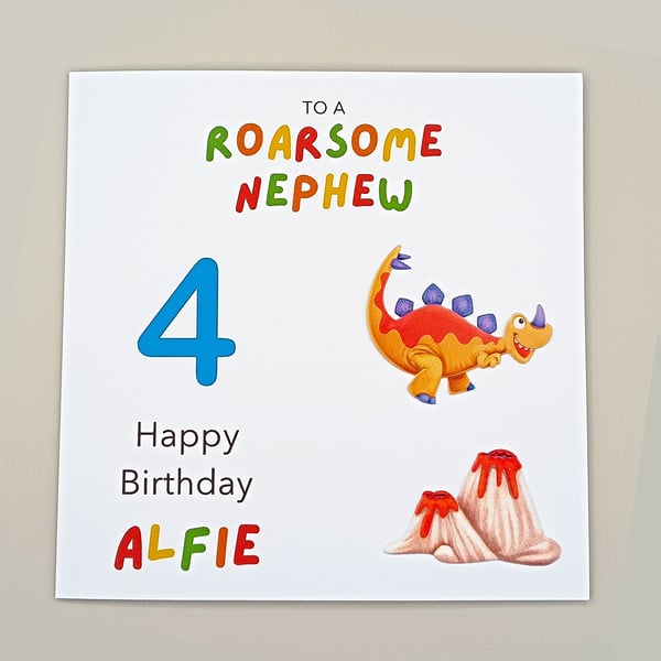 Personalised 3D Dinosaur Birthday Card for Nephew