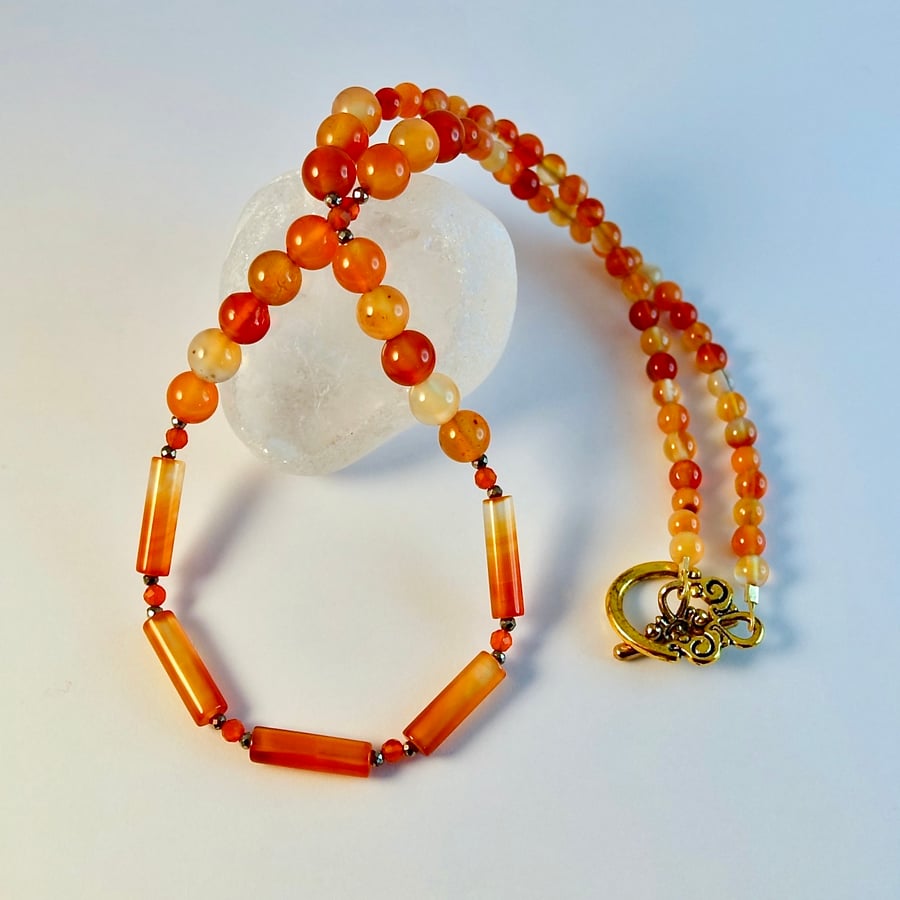Orange Carnelian Necklace - July Birthstone, Birthday, Anniversary, Gift For Her