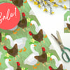 SALE! Hen and Goose Gift Wrapping Paper - Easter, Spring, Farm, Eco Friendly