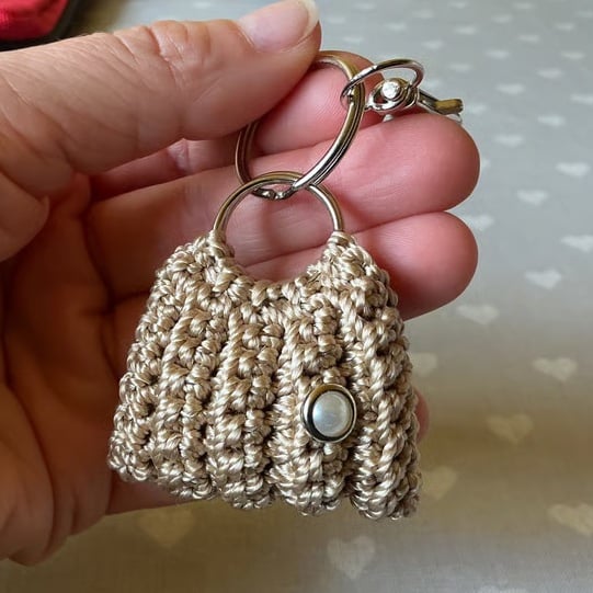 Handmade ribbed crochet MiniBag Charm- neutral tones