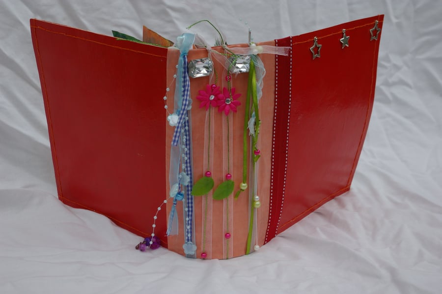 Upcycled Journal Scrapbook in Red and Orange