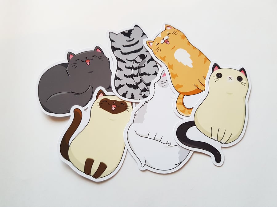 Cute Cat handmade stickers, decorative planner sticker set , kitty stickers