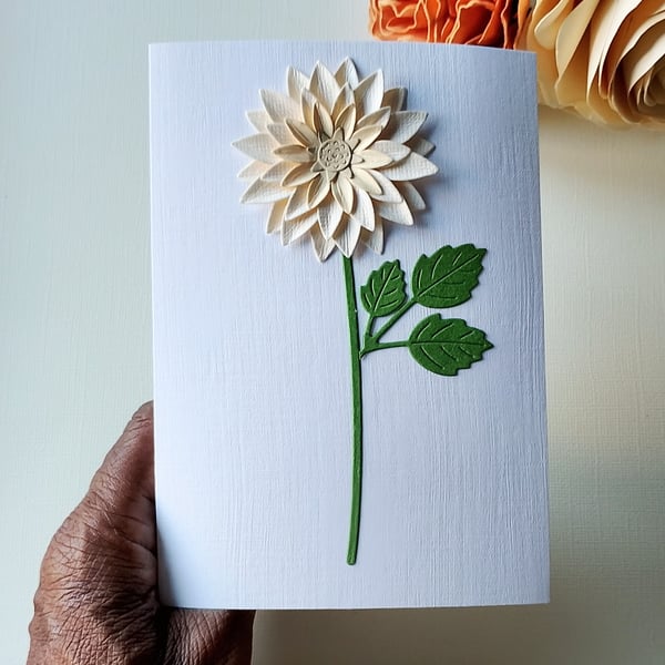 Buttercream Dahlia - Flower Shop Moments, Blank Handmade Floral Card 
