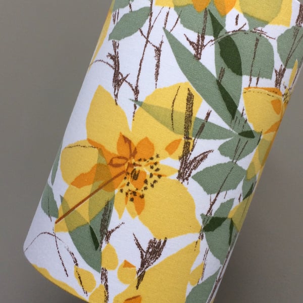 Summer Yellow Flower Cotillion Jonelle Cotillion 60s Vintage fabric Lampshade 