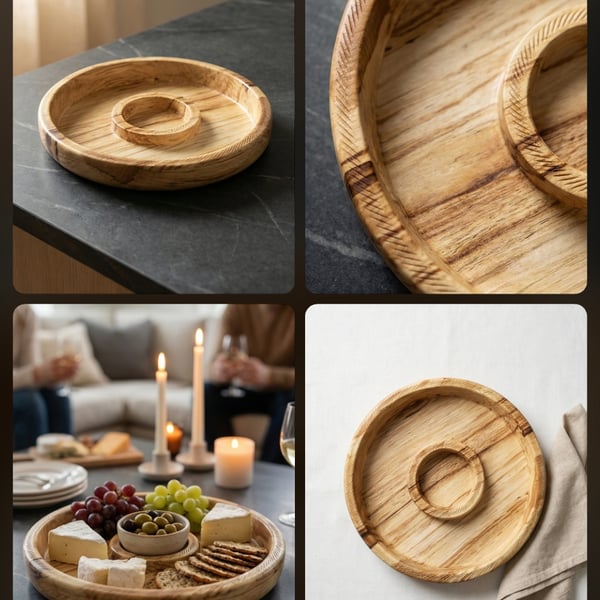 Beautiful unique spalted Beech snack and dip Platter 