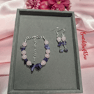Amethyst and Rose Quartz February Birthstone Bracelet Set