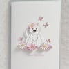Flower Westie Birthday Card - Pink and Lilac