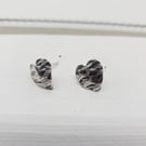 Sterling Silver Textured Heart Earrings Cute Curved Stud Earrings