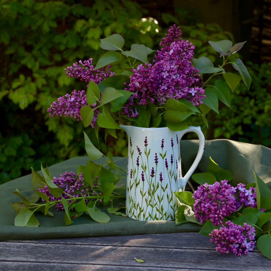 Lavender Farmhouse Jug - Hand Painted