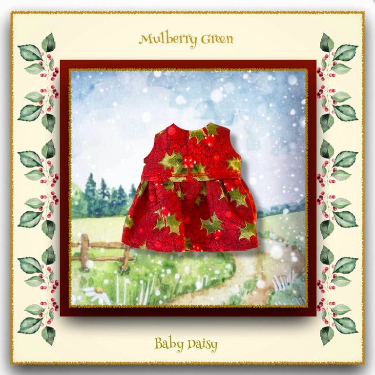 Christmas Holly Dress for Baby Daisy 