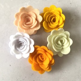 Spring Felt Roses,(10), die cut felt flowers, 3D Roll Up flower