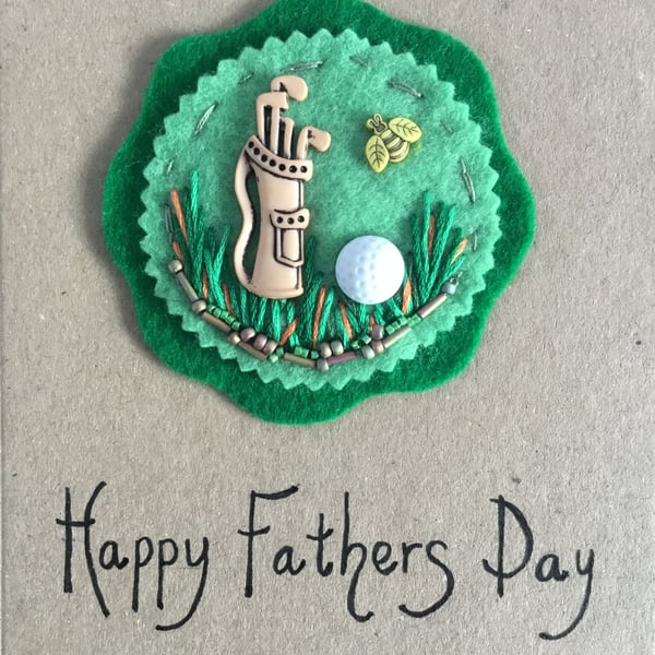 Embroidered Golf Fathers Day Card
