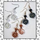 Hexagonal Snowflake Bead Dangle Earrings