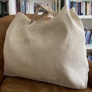 XXL Jute and cotton beach bag with vegan leather handles