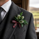 Scottish Thistle and Tartan Buttonhole - Artificial Wedding Boutonniere