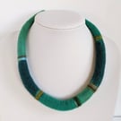 Felted cord necklace - bright greens