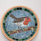 Golden robin mosaic birdbath garden water bird dish