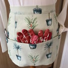 Green plant gardening apron, Handmade in the UK