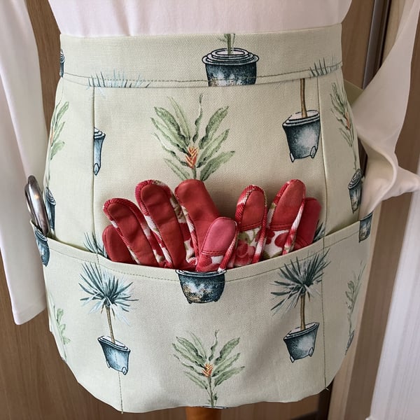 Green plant gardening apron, Handmade in the UK