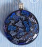 Beautiful fused grass dichroic round pendant blues purples sparkly - Image 10