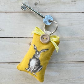 EASTER BUNNY KEY RING - mustard and sunshine yellows