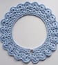 Crochet Collar, Lace Peter Pan Collar, Pale Blue Cotton, Pearl Button  - Image 5