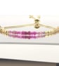Pink Sapphire Bracelet-Stunning triangular feature beads- Adjustable for any wri - Image 1