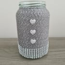 Sparkly yarn wrapped vase