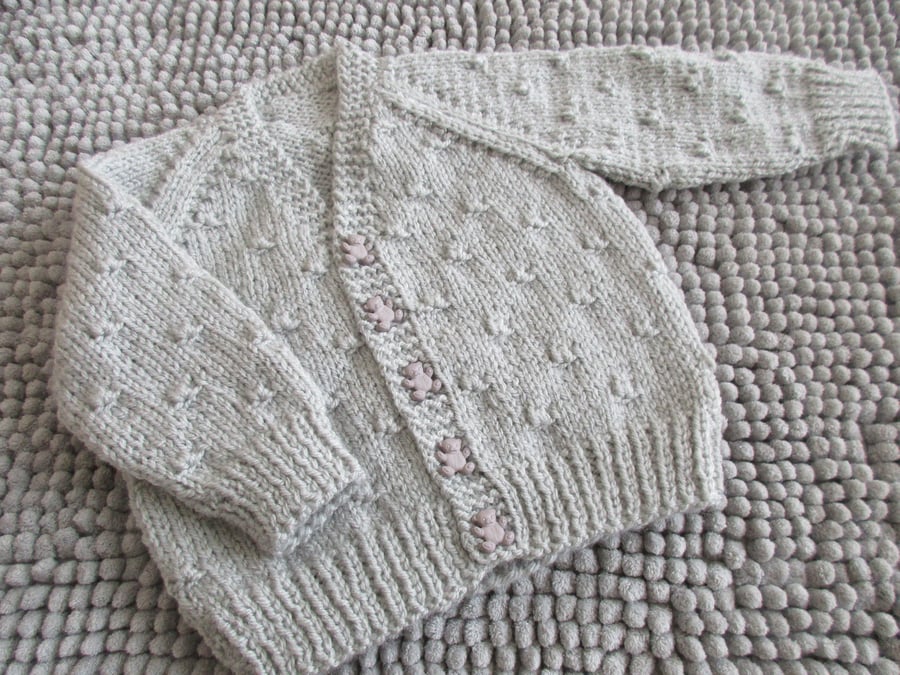16" Baby Boys Grey Knots V Neck Cardigan