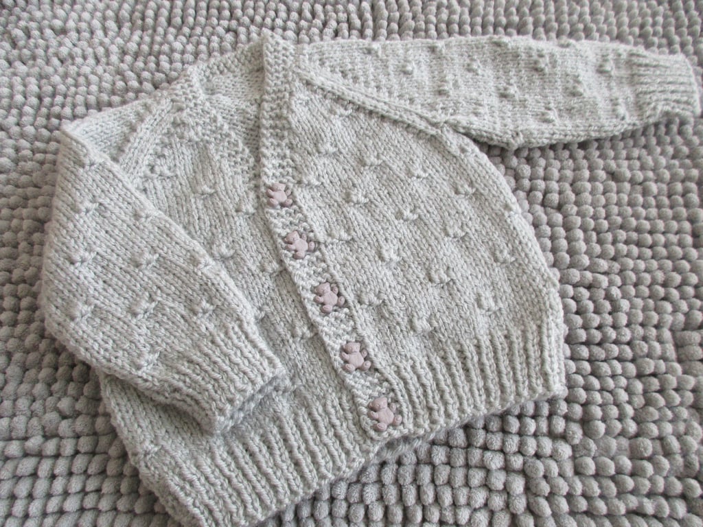 16" Baby Boys Grey Knots V Neck Cardigan