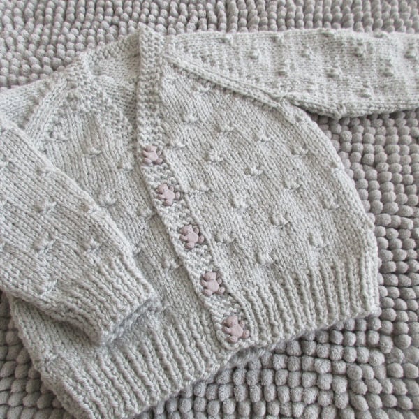 16" Baby Boys Grey Knots V Neck Cardigan