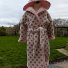 Fleece lined hooded dressing gown
