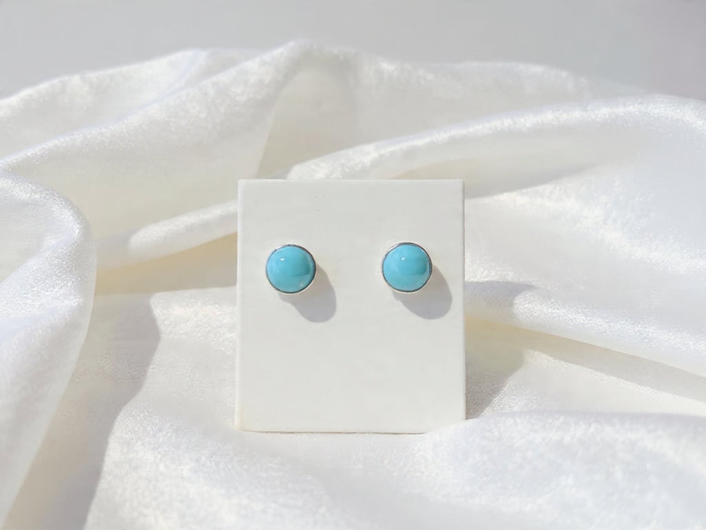 Larimar & Sterling Stud Earrings