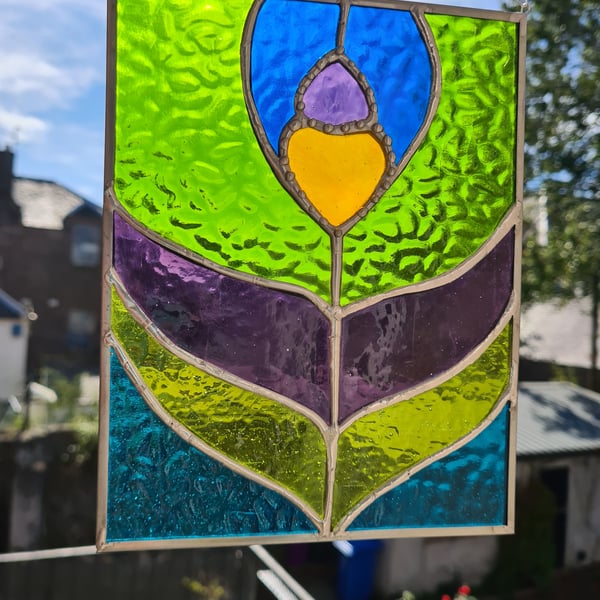 Stained glass peacock feather