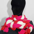 Handknitted Long Plaited Scarf. Three Colourways
